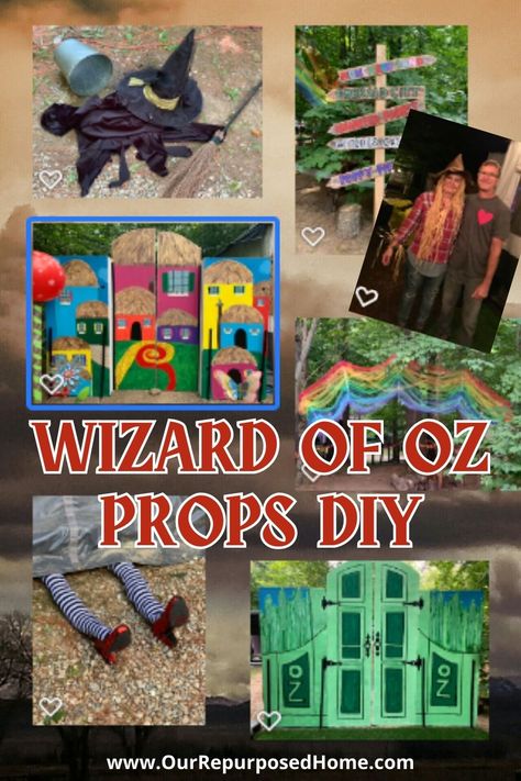 Follow the yellow brick road to the most enchanting Halloween ever! Learn how to craft whimsical Wizard of Oz-themed props and decorations. 🌈🎃 #WizardOfOzHalloween #DIYProps #HalloweenDecor" Wizard Of Oz Decorating Ideas, Halloween Wizard Of Oz Decorations, Wizard Of Oz Rainbow, The Wiz Theme Party, Diy Emerald City, Diy Emerald City Wizard Of Oz, Wizard Of Oz Backdrop Diy, Wizard Of Oz Halloween Decorations Diy, Wizard Of Oz Tornado Decoration