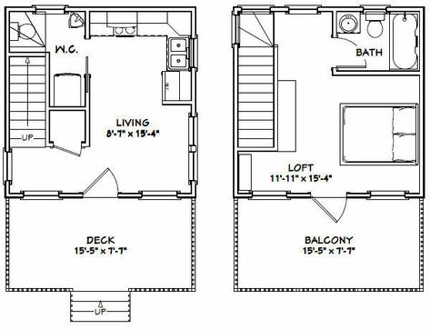 16X16 TINY HOUSE -- 446 sq ft -- PDF Floor Plan -- Model 18A - $29.99 | PicClick 16x16 Tiny House, Tiny Cabin Plans, 2 Bedroom House Design, Tiny House Appliances, Tiny Loft, Small Floor Plans, Small House Layout, Tiny House Loft, Tiny House Layout