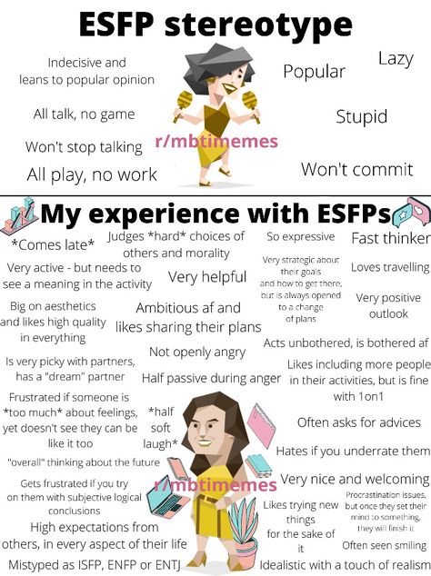 Isfp Relationships Match, Mbti Stereotypes Vs Reality, Istj Esfp Relationship, Esfp Personality Type, Esfp X Istj, Esfp Relationships, Esfp Characters, Infj Esfp, Mbti Stereotypes