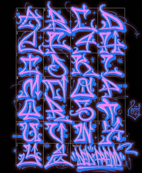 Chicano Art Style Letters, Tagging Alphabet, Cool Fonts Alphabet Graffiti, Graffiti Lettering Style Street Art, Graphitti Letters Fonts, Graffiti Letters Styles, Fonts For Logos, Top Free Fonts, Graffiti Alphabet Styles