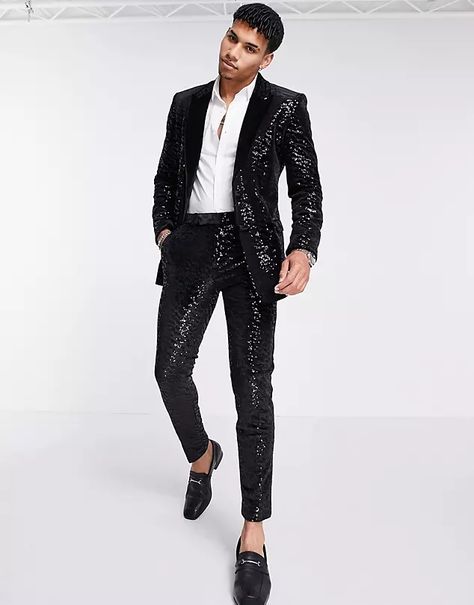 Glitter Suit, Sequin Suit, Party Outfit Men, Glam Outfit, Party Suits, Tuxedo For Men, Tuxedo Jacket, Suit Pants, Trouser Suits