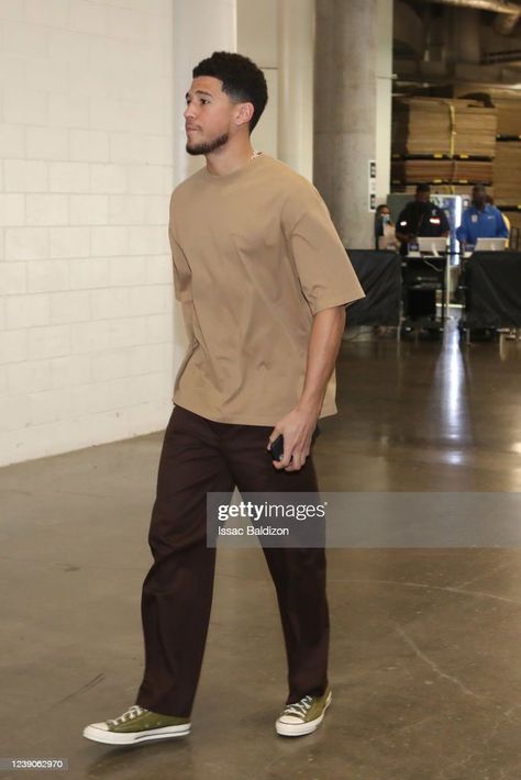 Devin Booker Converse, Devin Booker Style, Booker Outfits, Devin Booker Outfits, Brown Outfit Men, David Booker, 2024 Fits, Michael Douglas, Ben Davis