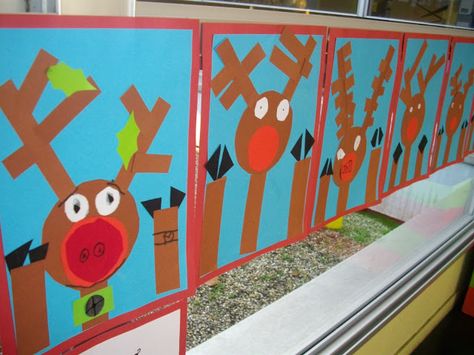 a faithful attempt: Rudolph at the Window Collage Window Collage, Christmas Art Projects, Christmas Teaching, Winter Art Projects, Christmas Kindergarten, Christmas School, Preschool Christmas, Christmas Classroom, Kindergarten Art