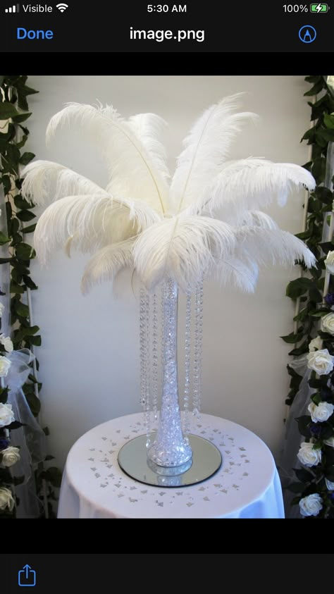 Ostrich Feathers And Roses Centerpieces, Diy Ostrich Feather, Diy Tall Vase, Masquerade Party Centerpieces, Tall Vase Centerpieces, Ostrich Feather Centerpieces, Mardi Gras Party Decorations, 25th Wedding Anniversary Party, Sweet 16 Centerpieces