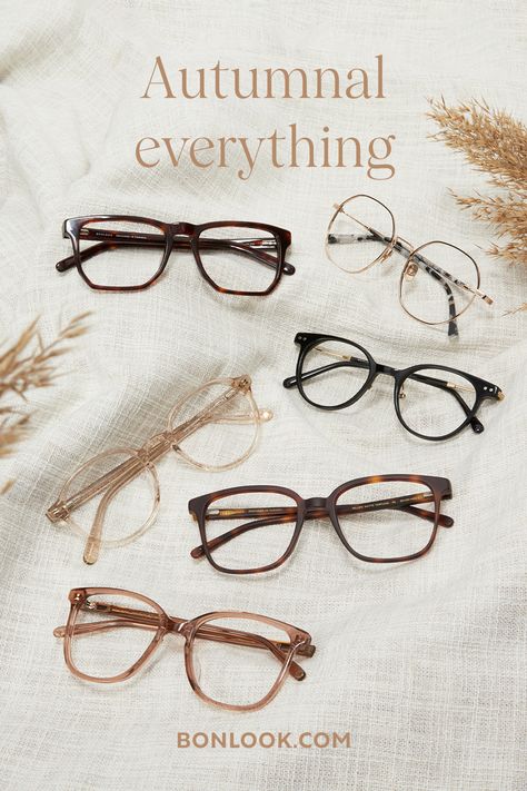 From their toasty, neutral tones to their timeless shapes, there's a reason why we're fond of these prescription glasses frames. Shop our fall picks with the help of our virtual try-on tool. Glasses starting at $99 including prescription. Add blue light protection to your favorite lense. Enjoy free shipping over $80. Fall Glasses Frames, Soft Autumn Glasses, Bonlook Glasses, Eyewear Photography, Fall Sunglasses, Prescription Glasses Frames, Soft Classic, Soft Autumn, Fashion Eyeglasses