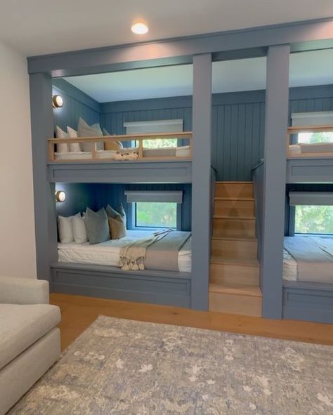 Corner Built In Bunks, Bunk Room Game Room, Bunk Room Built In, Lakehouse Bunk Room, Four Kids One Room, Double Bunk Beds Built In, Built In Triple Bunk Beds, Bunk Rooms Built In, Built In Bunk Beds In Wall