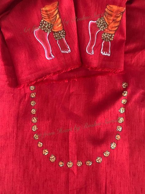 Handpainted Ghungroo bells defining the neck at the back of blouse with dancing feet painted on the sleeves. Handpainted. Fabric painting. Custom order. Back Of Blouse, Hand Painted Clothing, Blouse Design, Blouse Designs, Dancing, Hand Painted, Clothes, Home Decor, Design