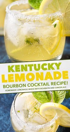 Bourbon Mixed Drinks, Bourbon Lemonade, Party Lemonade, Bourbon Drinks Recipes, Derby Party Food, Kentucky Derby Party Food, Bourbon Cocktail Recipe, The Chunky Chef, Chunky Chef