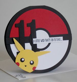 Hello there! I wanted to pop in quick and share the birthday card I made for Gabe's 11th birthday-yes, 11th! Doesn't seem possible! I've b... Pokemon Birthday Cards Handmade, Pokemon Birthday Card, Cuttlebug Ideas, Pokémon Birthday, Punch Art Cards, Pokemon Diy, Anniversaire Diy, Owl Punch, Pokemon Birthday Party