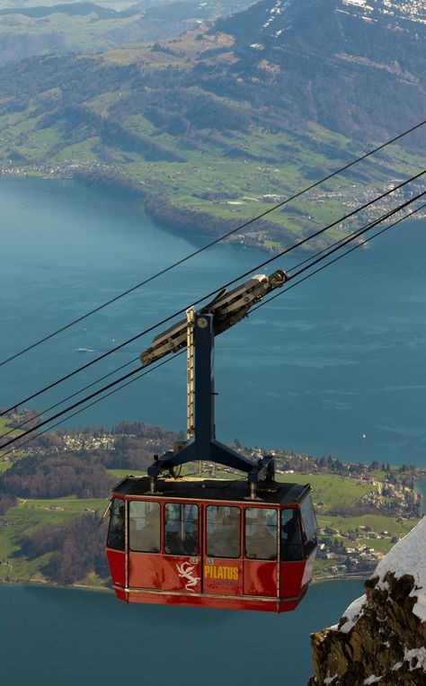 Mount Pilatus Cable Car - Switzerland Switzerland Adventure, Mount Pilatus, Switzerland Vacation, Lucerne Switzerland, Visit Switzerland, Grand Budapest, Cable Car, Switzerland Travel, Cable Cars