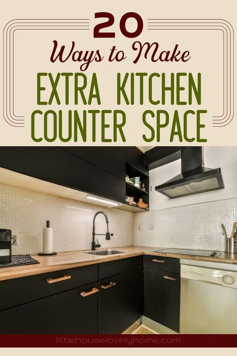 Struggling with limited counter space? Fear not! We've curated 20 amazing ways to create extra room in your kitchen. Click to explore and follow us for more innovative ideas to upgrade your home! Adding Counter Space Kitchen, Collapsible Kitchen Counter, Solutions For Small Kitchen, Creating More Counter Space In Kitchen, Extend Countertop Kitchen, No Counter Space Kitchen Ideas, Extra Kitchen Counter Space Ideas, Kitchen With No Counter Space, Additional Counter Space In Kitchen