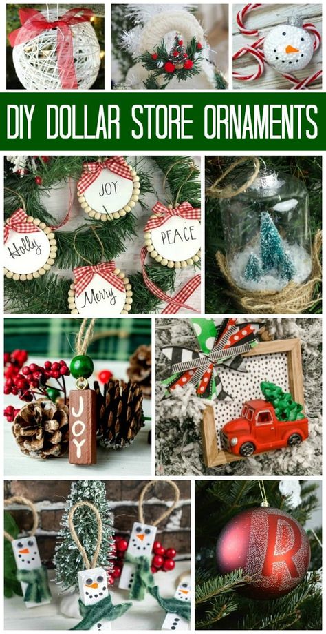 Cheap Christmas Ornaments, Store Ornaments, Cheap Christmas Crafts, Dollar Store Christmas Crafts, Frugal Christmas, Inexpensive Christmas, Farmhouse Christmas Ornaments, Easy Christmas Ornaments, Diy Christmas Tree Ornaments