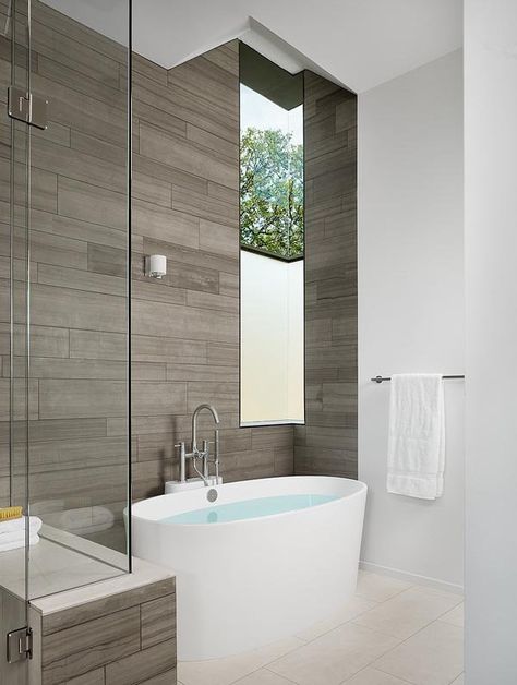 Modern yet warm family dream home in Austin Shower With Seat Ideas, Shower With Seat, Floating Bench, Modern Bathroom Tile, Shower Glass, Contemporary Bathroom Designs, Shower Seats, Bathroom Tile Designs, Contemporary Bathrooms