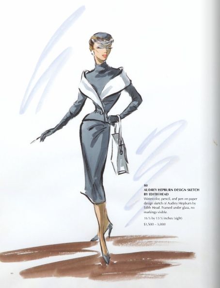 Edith Head Sketches, Edith Head Designs, Edith Head Fashion, Head Sketches, Vintage Sketches, Vintage Fashion Sketches, Costume Sketches, Best Costume Design, Edith Head