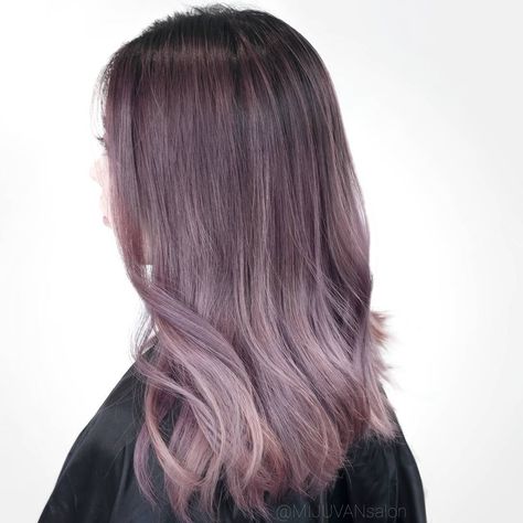 Hair by MIJU (@dearmiju) • Instagram photos and videos Muted Hair Color, Ashy Purple Hair, Dusty Purple Hair, Metallic Hair Color, Mauve Hair, Silver Ombre Hair, Ashy Hair, Hairstyles For Summer, Hair Aesthetics