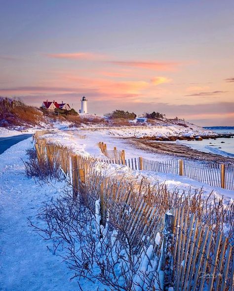 Betty Wiley on Instagram: "Nobska Light - winter sunset Another image from last year taken at the end of January when we received over a foot of snow here on Cape Cod. I remember jumping in my car before sunrise and I basically covered the entire Cape that day finally finishing up in Falmouth at sunset. What a day it was…like many of us, I sure wouldn’t mind another storm with a decent amount of snow sometime soon - what a strange winter it has been so far. #raw_usa #capeology #visitcapecod #c Cape Cod Winter, Falmouth Cape Cod, England Winter, Winter Cape, Winter Sunrise, What A Day, Winter Sunset, Before Sunrise, Falmouth