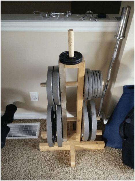 DIY Weight Tree 2 Gym Weight Storage, Diy Weights, Crossfit Home Gym, Basement Gym Ideas, Homemade Gym Equipment, Home Made Gym, Diy Gym Equipment, Home Gym Garage, Weight Rack