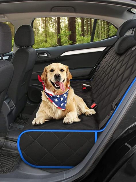 UNIVERSAL FIT | EASY TO CLEAN | PET PROTECTION | COMFORTABLE & STURDY | EASY INSTALLATION | SAFE & COMFROTABLE FOR YOUR PET. My dog, Zoey, loves going for car rides. Purchased this seat cover for our drive from NY to FL. Highly recommend! Dog Hammock For Car, Dog Car Accessories, Dog Bench, Car Organizers, Dog Hammock, Dog Cover, Dog Seat Covers, Pet Hammock, Dog Car Seat