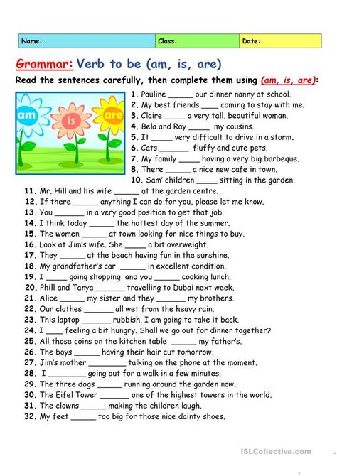 To Be Am Is Are Worksheet, Am Is Are Exercises, Is Am Are, Am Is Are, Am Is Are Grammar, English Test For Beginners, Am Is Are Worksheets, Is Am Are Worksheets, Verb To Be Worksheets