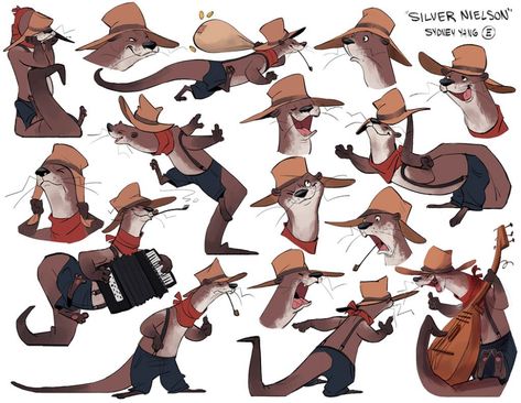 Otter Concept Art, Anthropomorphic Character Design, Ferret Character Design, Zootopia Character Design, Otter Character Design, Otter Character, Anthropomorphic Characters, Otter Design, Character Turnaround