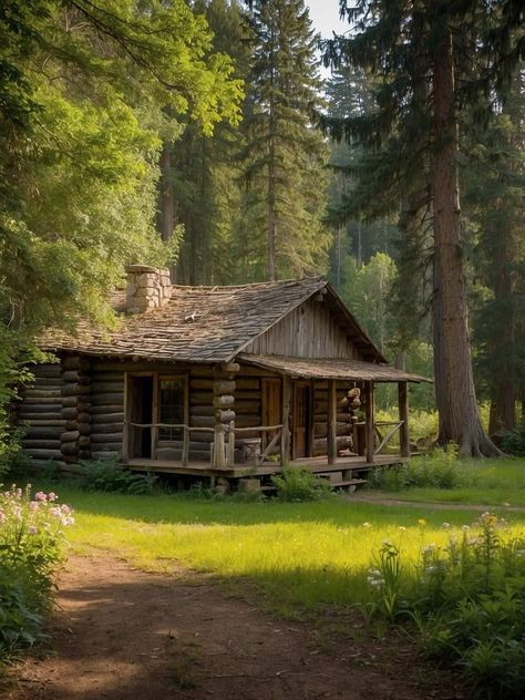 A Hut In The Forest, Hut In The Woods, Hut Village, Village Hut, Cottage Forest, Nature Core, Forest Village, Cute Cottages, Brick Cottage