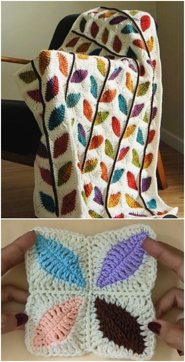 Crochet Leaf Blanket Crochet Landscape Blanket Pattern, Crochet Leaves Blanket Free Pattern, Crochet Blanket Leaves, Autumn Leaves Crochet Blanket, Butterfly Afghan Crochet Pattern, Crochet Bedroom Ideas, Leaf Blanket Crochet, Crochet Moss Blanket, Leaf Crochet Blanket