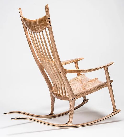 Maloof Rocking Chair, Sam Maloof, Wooden Rocking Chair, Cabinet Trim, Chair Design Wooden, Wooden Rocking Chairs, Wood Rocking Chair, Mcm Furniture, Tiger Maple