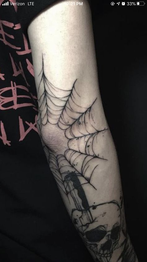 Shen Long Tattoo, Back Of Leg Tattoos, Ink Tattoo Design, Red Tattoo Ideas, Red Ink Tattoo, Spider Web Tattoo, Web Tattoo, Red Tattoo, Wicked Tattoos