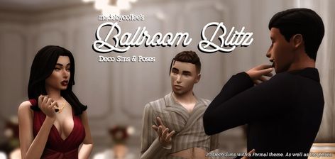 Ballroom Blitz Deco Sims & Poses | Patreon Deco Sims, Ballroom Blitz, Party Poses, Sims Poses, Sims House Design, Sitting Poses, Glamour Shots, Standing Poses, Custom Icons