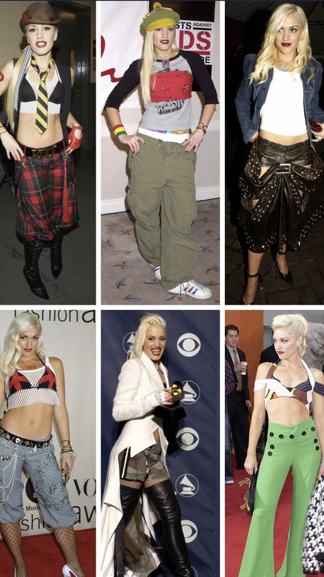 Gwen Stefani Inspired Outfit, Gwen Stefani 2000s Outfits, Gwen Stefani 90s Costume, Gwen Stefani 90s Outfits, 2000s Gwen Stefani, 90's Fashion Gwen Stefani, Gwen Stefani Costume, Gwen Stefani Outfits 90s, Gwen Stefani 2000s