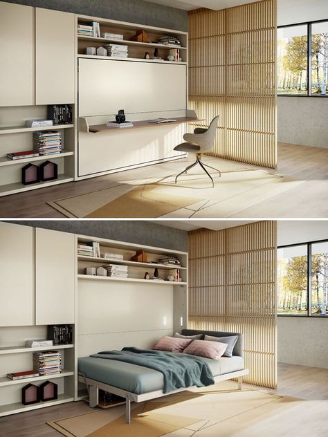 Circe Board Multifunctional Room, Smart Working, Studio Apartment Living, System Furniture, Micro Apartment, Home Minimal, Transforming Furniture, Convertible Furniture, Office Bed