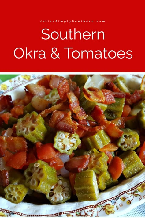 Easy Gumbo Recipe With Okra, Okra Gumbo Recipe Easy, Corn Okra And Tomatoes Recipe, Stewed Tomatoes And Okra Recipe, Stewed Okra And Tomatoes, Tomatoes And Okra, Okra And Tomato Recipe, Smothered Okra, Stewed Okra