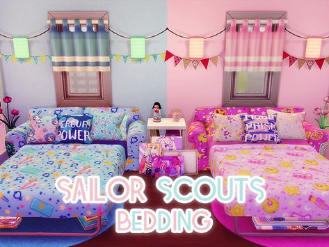 The sims 4 kawaii The sims 4 sailor moon Moon Bedding, Sims 4 Beds, Sims Furniture, Sailor Moon Inspired, College Apartments, Sims 4 Cc Kids Clothing, Sims 4 Anime, Cc Furniture, Sims 4 Bedroom