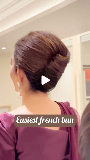 Charu Sharma on Instagram: "Easiest French Bun  .  .  ." Easy French Knot Hairstyles, French Hair Bun, French Juda, French Bun Hairstyles, Easy Hair Buns, Easy Hair Bun, French Knot Hairstyle, French Bun, Bun Design