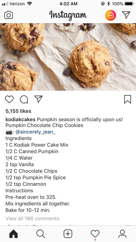 Kodiak Pumpkin, Pancake Cookies, Lactose Free Desserts, Healthy Protein Desserts, Protein Chocolate Chip Cookies, Pumpkin Cookies Healthy, Pumpkin Cookie Recipe, Pumpkin Chocolate Chip Bread, Pumpkin Chocolate Chip Muffins