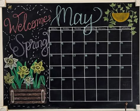 May Chalkboard Ideas, May Chalkboard Calendar, Whiteboard Calendar Ideas, Chalkboard Calendar Ideas, Calendar Chalkboard, Chalkboard Wall Calendars, Calendar Doodles, Calendar Decal, Chalkboard Wall Art