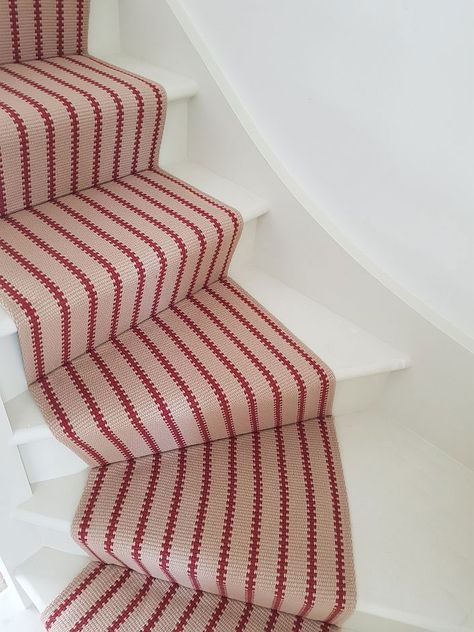 Stair Runner Ideas, Cotswolds Home, Winder Stairs, Wool Stair Runner, Striped Stair Runner, Victorian House Interiors, White Stairs, Cottage Interior Design, Let's Stay Home