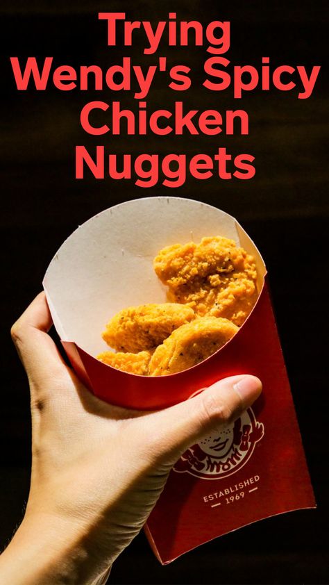 I tried Wendy's iconic Spicy Chicken Nuggets for the first time to see why fans have been demanding their return — and they lived up to the hype Wendys Spicy Chicken, Spicy Chicken Nuggets, Copycat Restaurant Recipes, Fast Food Chains, New Menu, Chicken Nuggets, Spicy Chicken, Menu Items, The Hype