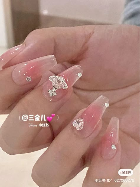 Nail Inspo Long Coffin, Blush Nails Pink, Nail Tech Nails, Nails Douyin, Nail Inspo Long, Tech Nails, Douyin Style, Chinese Nails, Douyin Nails