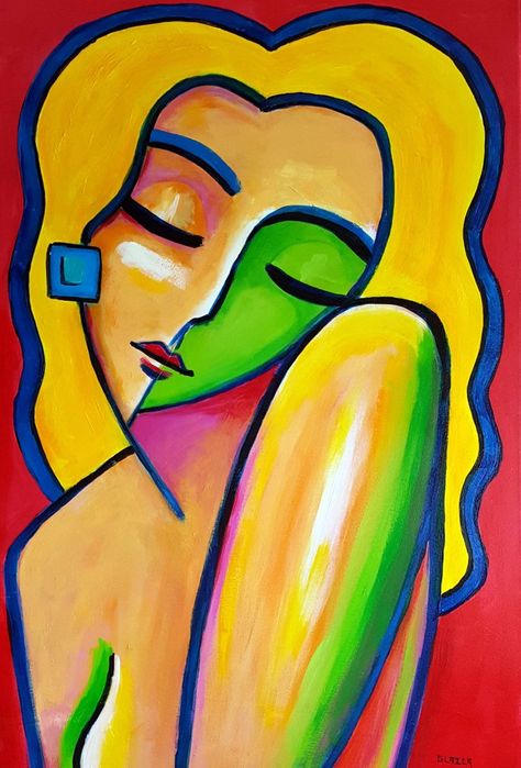 Primary Colors Drawing Ideas, Painting Ladies, Paintings Of Women, Wood Gallery Frames, Nude Artwork, Contemporary Landscape Painting, Abstract Face Art, Landscape Paintings Acrylic, Contemporary Abstract Painting