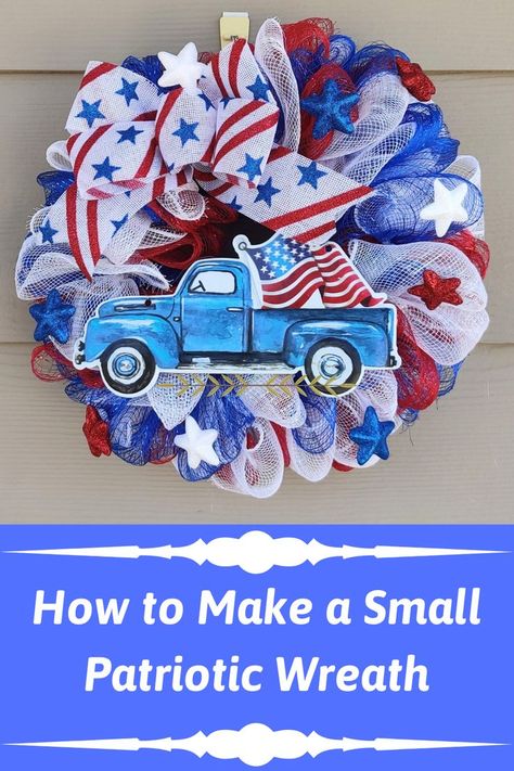 Dollar Tree 4th Of July Wreath, Dollar Tree Patriotic Wreath, Dollar Tree Patriotic Crafts, Patriotic Wreath Diy, Fouth Of July Crafts, Holiday Mesh Wreaths, Patriotic Mesh Wreath, Wreath Making Tutorials, Memorial Day Wreaths