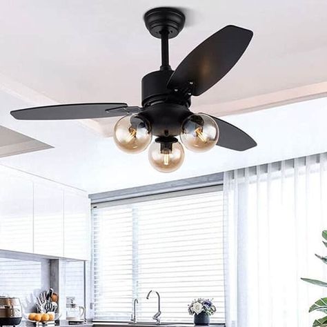 42'' LED Ceiling Fan with Lighting 3 Lights for Home Living Room - 42 Inches - On Sale - Bed Bath & Beyond - 36011177 Black Fans Living Room, Sealing Fan, Indoor Ceiling Fans, Lights For Home, Black Ceiling Fan, Black Ceiling, Led Ceiling Fan, Ceiling Fan Chandelier, Living Room Paint