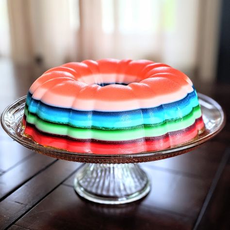 Jello, Jello Cake, Jello Bundt Cake, Bundt Pan Jello, Rainbow Jello, Birthday Jello, Festive Jello Jello Bundt Cake, Cool Whip Jello, Layered Jello Recipe, Agar Agar Pudding, Jello Pudding Recipes, Pectin Recipes, Rainbow Popcorn, Rainbow Jello, Rainbow Pancakes