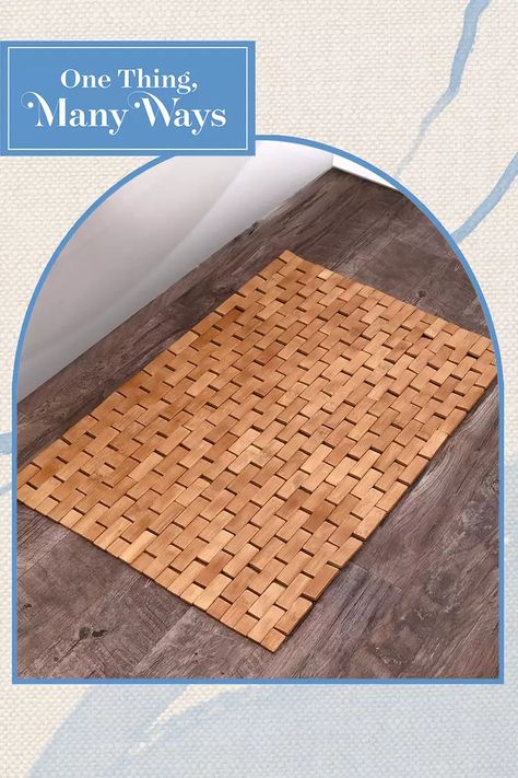 5 Genius Ideas for Repurposing a Bamboo Bath Mat Carrara Bathroom, Bathroom Mat Ideas, Wood Bath Mats, Wooden Bathmat, Bamboo Bath Mat, Bamboo Bath Mats, Tile Steps, How To Make Headboard, Bamboo Mat