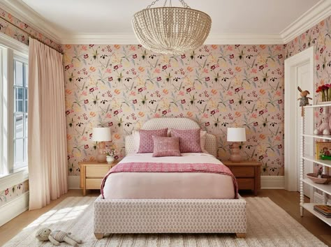 Girls Bedroom Wallpaper, Old Greenwich, Girls Room Wallpaper, Pink Girl Room, Pink Bedroom For Girls, Big Girl Bedrooms, Kids Bedroom Design, Big Girl Rooms, Girls Room Decor