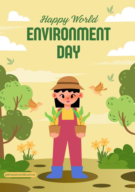 👉CLICK THE LINK TO EDIT!💻✨   Happy World Environment Day! Celebrate this important day with our beautifully designed templates. Customize it with your message or event details using Canva's easy editing tools. Let's work together to protect and cherish our planet. #WorldEnvironmentDay #CanvaDesign #PosterTemplate #ProtectOurEarth  👣 Follow us too! 🌟 @kreasicantikcanva World Environment Day Poster, Environment Day Poster, Happy Environment Day, World Environment Day Posters, Happy World Environment Day, Happy Environment, World Environment Day, Environment Day, Poster Designs