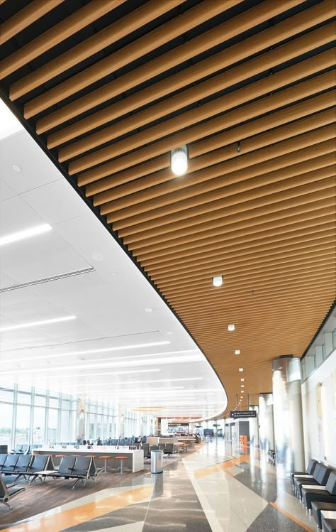 Logan International Airport | Armstrong Ceiling Solutions – Commercial Lacquer Ceiling, Ceiling Skylight, Baffle Ceiling, Architecture Ceiling, Luxury Ceiling Design, Ceiling Solutions, Armstrong Ceiling, Stretch Ceiling, Acoustic Ceiling