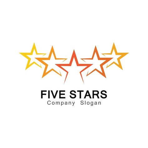 Five stars logo symbol design illustrati... | Premium Vector #Freepik #vector #gold-star #golden-star #star-logo #five-star Five Star Logo Design, 5 Star Logo Design, 5 Stars Logo, Star Logo Design Graphics, Volunteer Logo, Stars Logo, Star Logo Design, Logo Design Video, Angels Logo