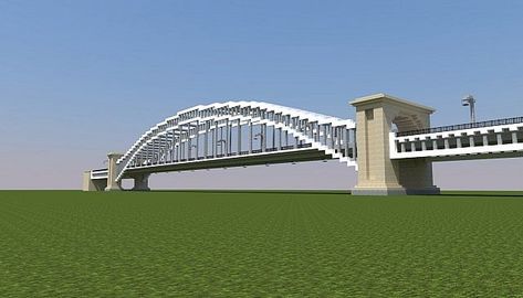 Jackman's Lake Bridge Minecraft Project Minecraft City Bridge, Minecraft Modern Bridge, Pont Minecraft, Minecraft Hotels Ideas, Bridges Minecraft, Minecraft Stadium, Bridge In Minecraft, Minecraft Id, Minecraft Skyscraper