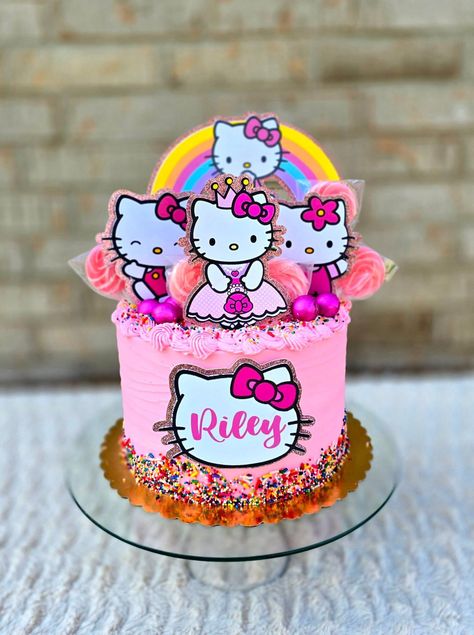 Pastel My Melody, Hello Kitty Cake Ideas Birthdays, Hello Kitty Pastel, Cake Hello Kitty, Pastel Hello Kitty, Hello Kitty Cake Ideas, Hello Kitt, Hello Kitty Birthday Cake, Birthday Cake Topper Printable